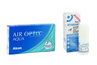 Air Optix Aqua (6 φακοί) + Hyabak 0.15% με υαλουρονικό 10 ml