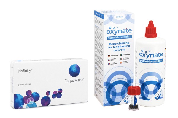 Biofinity (6 φακοί) + Oxynate Peroxide 380 ml με θήκη