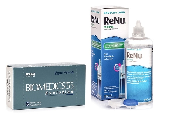 Biomedics 55 Evolution (6 φακοί) + ReNu MultiPlus 360 ml με θήκη