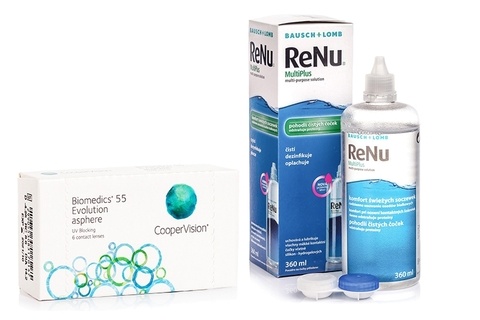 Biomedics 55 Evolution (6 φακοί) + ReNu MultiPlus 360 ml με θήκη