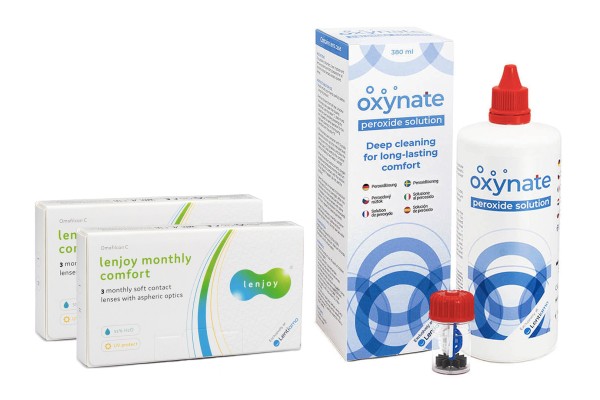 Lenjoy Monthly Comfort (6 φακοί) + Oxynate Peroxide 380 ml με θήκη